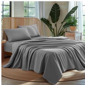 AiAngu 100% Egyptian Cotton Queen Size Sheets Set Gray NWT